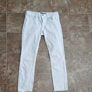 NWOT Express Cropped Legging Mid Rise Crisp White Size 2R Frayed Hem Cuff